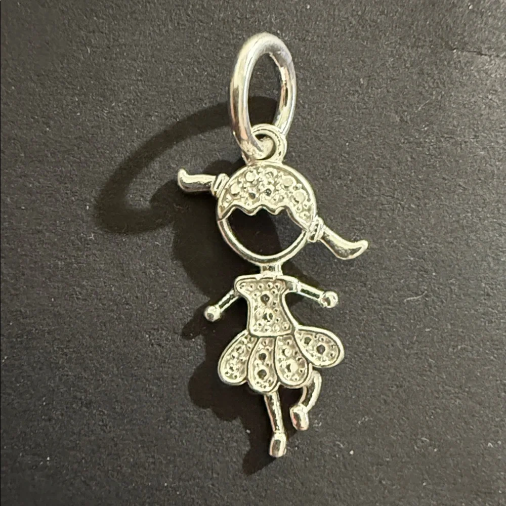 Little girl Daughter Charm Pendant In 950 Sterling Silver Made in Perú